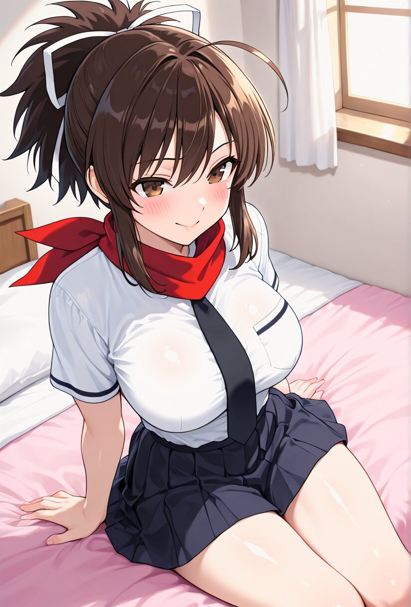 閃乱カグラ飛鳥がベットに座っている