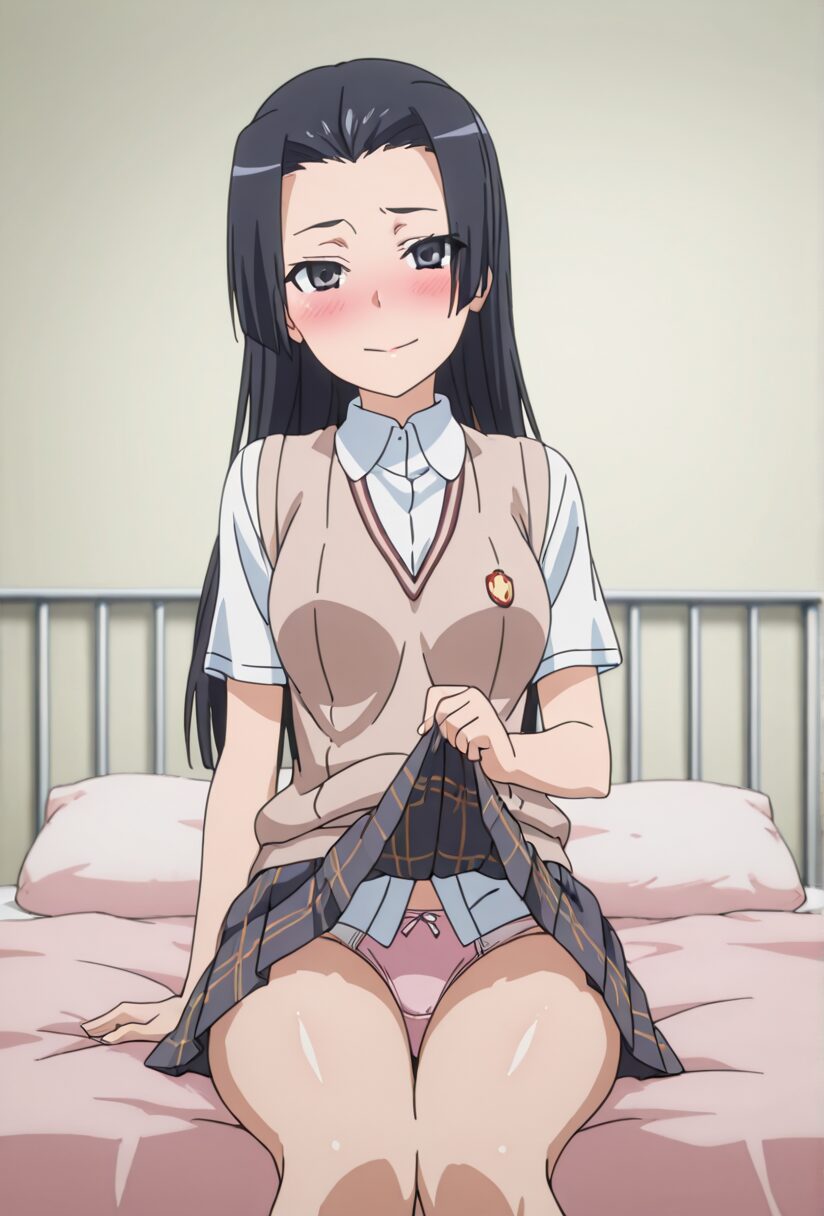 婚后光子がスカートをめくって下着を見せている