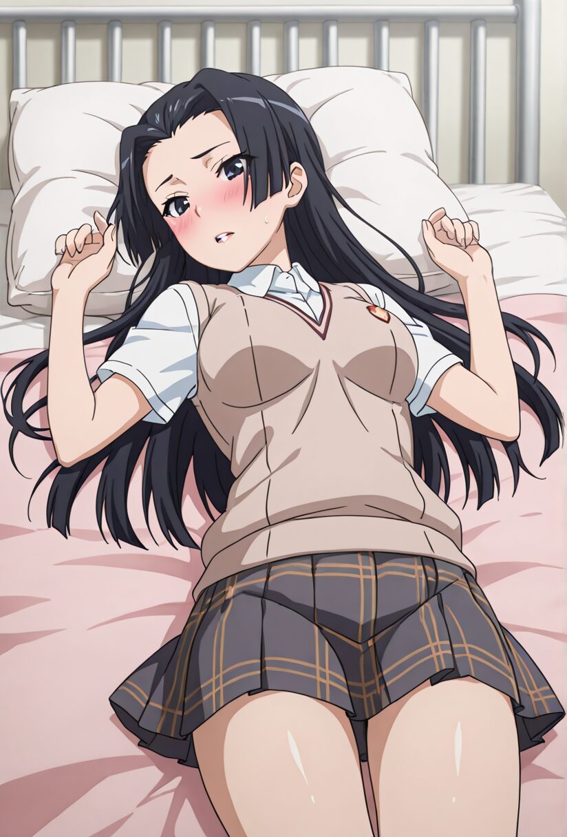 婚后光子がベッドに横たわっている