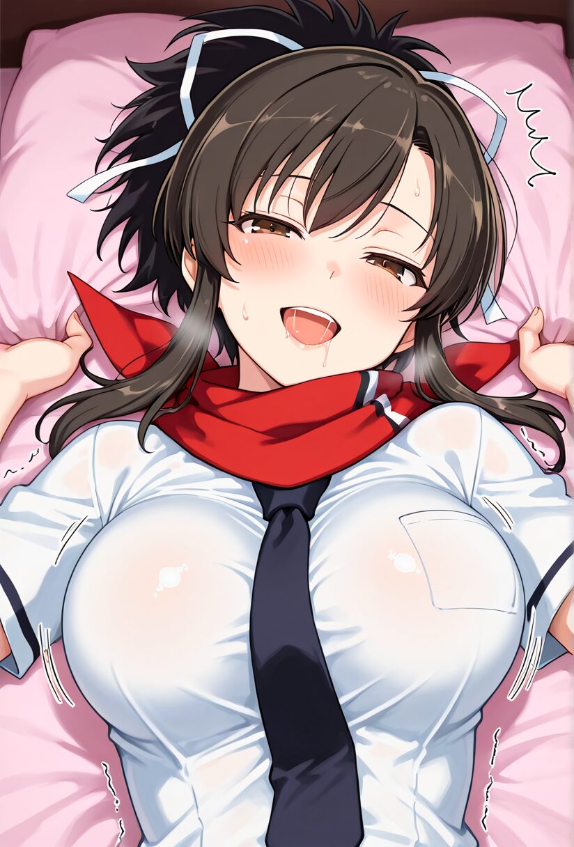 制服姿の閃乱カグラ飛鳥。トロ顔。