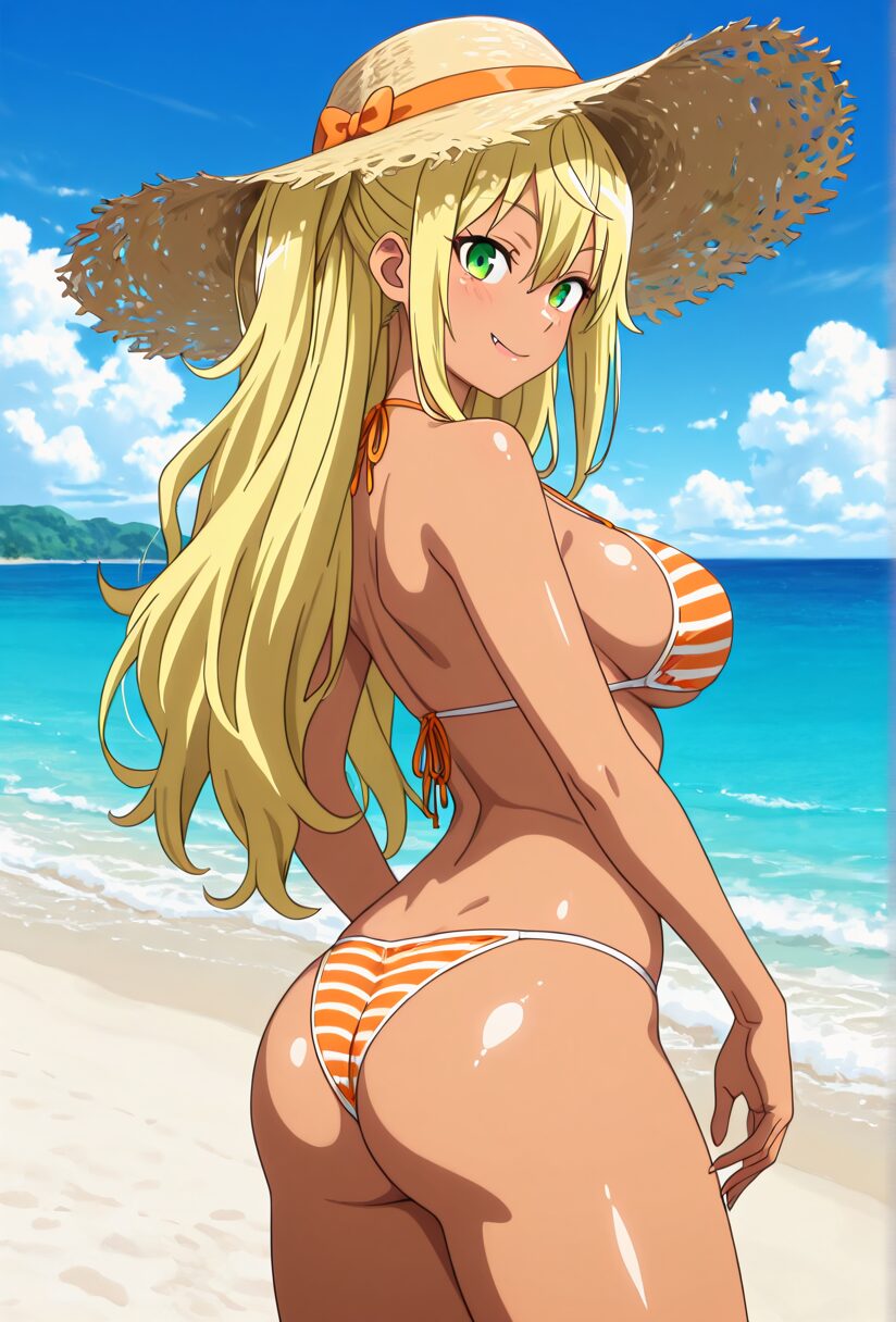 ダンベルの響の水着姿。