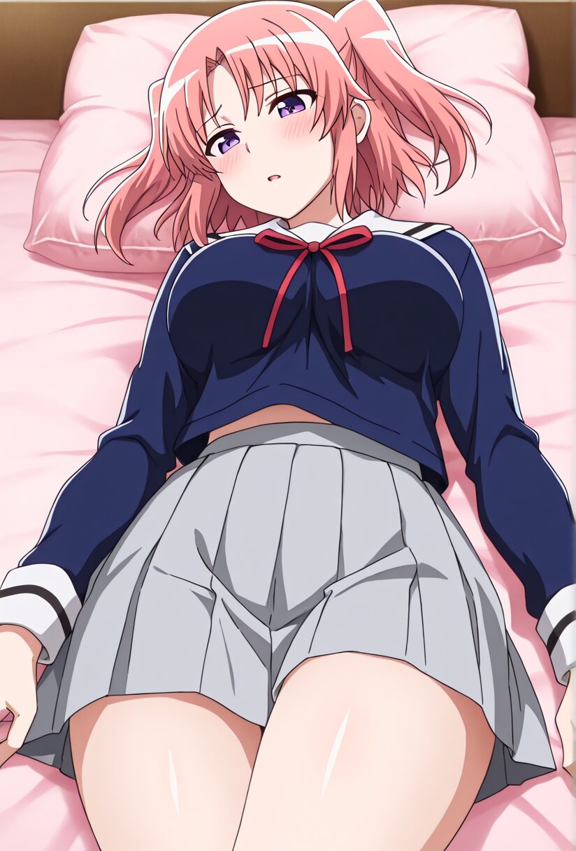 未確認で進行形の夜ノ森小紅がベッドに横たわっている