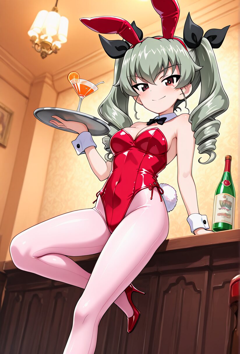 ガルパンのアンチョビのバニーガールコスプレエロ画像。