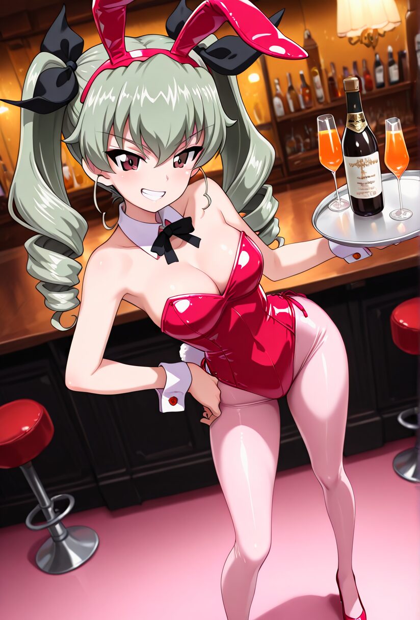 ガルパンのアンチョビのバニーガールコスプレエロ画像。