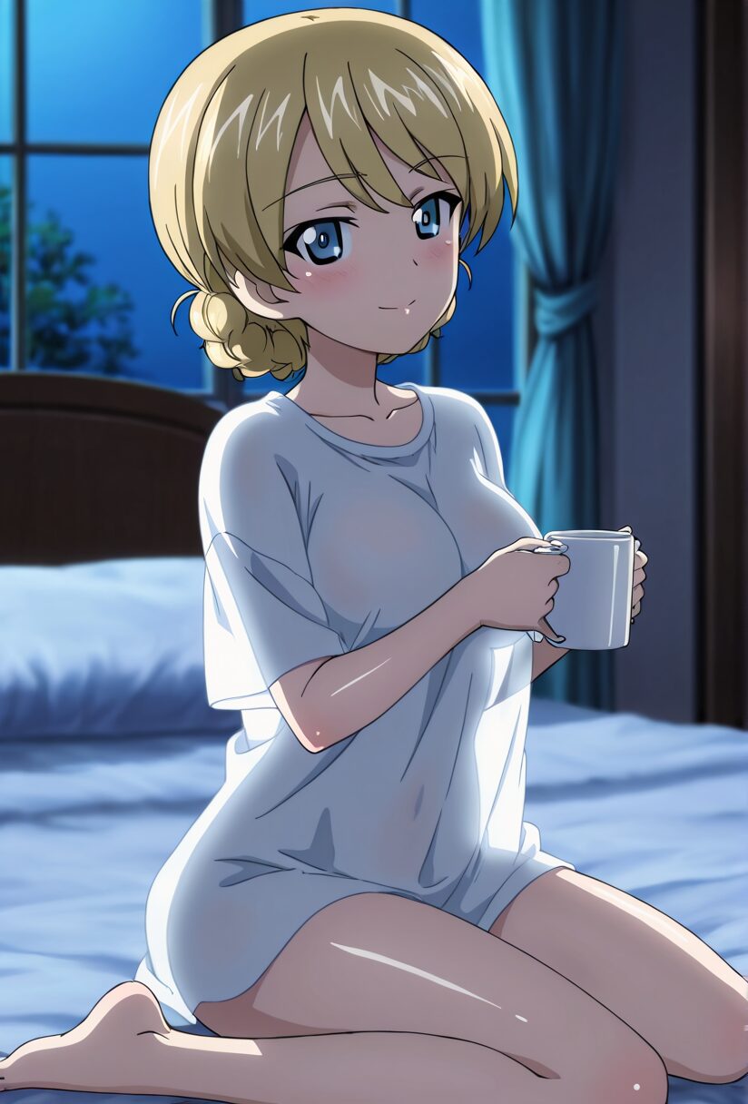 ガールズアンドパンツァーのダージリンが彼氏シャツを着ている