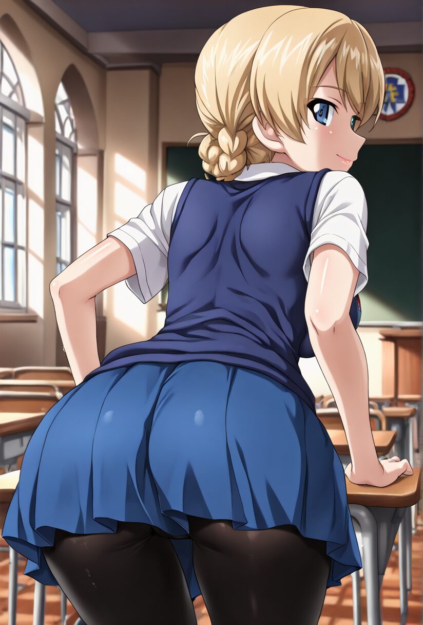 ガールズアンドパンツァーのダージリンの制服姿と黒タイツ