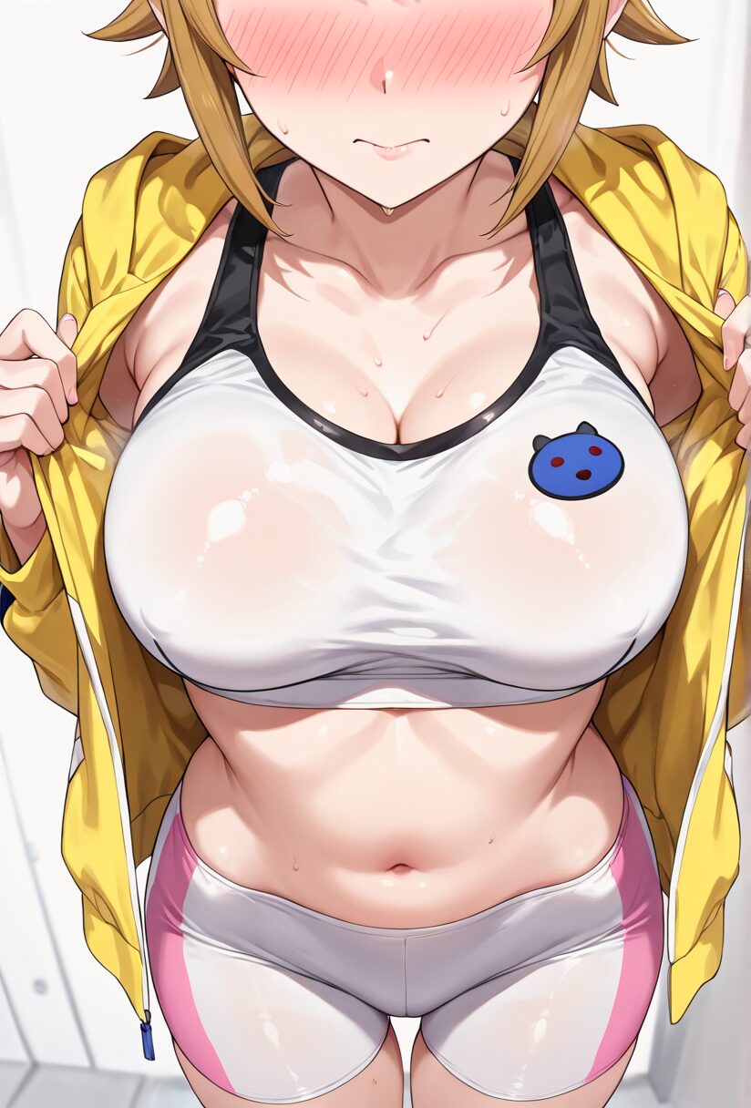 ガンダムビルドファイターズ3のフミナのスパッツとスポーツブラ