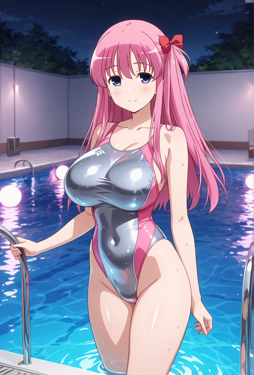 咲ののどかがナイトプールで水着姿