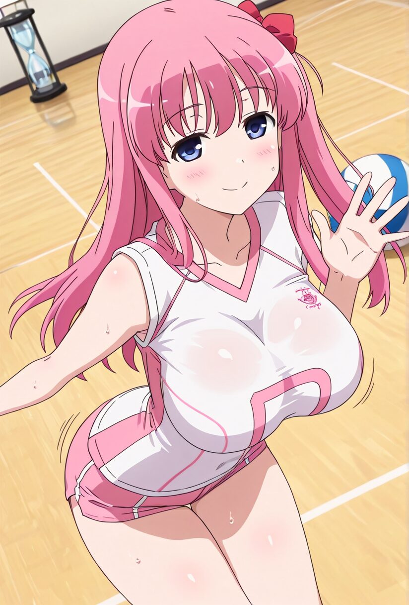 咲ののどかのバレーボールユニフォーム姿で手を振っている