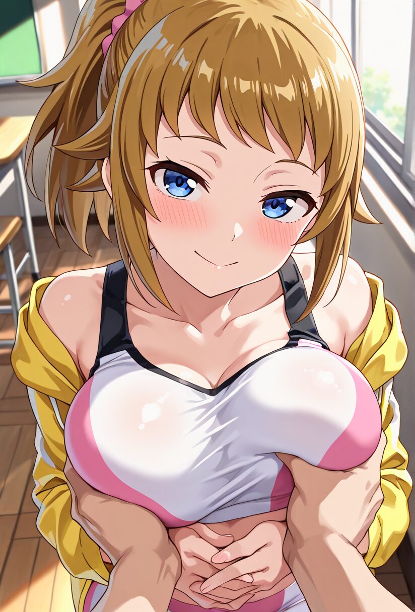 ガンダムビルドファイターズ3のフミナが胸をもまれて笑顔