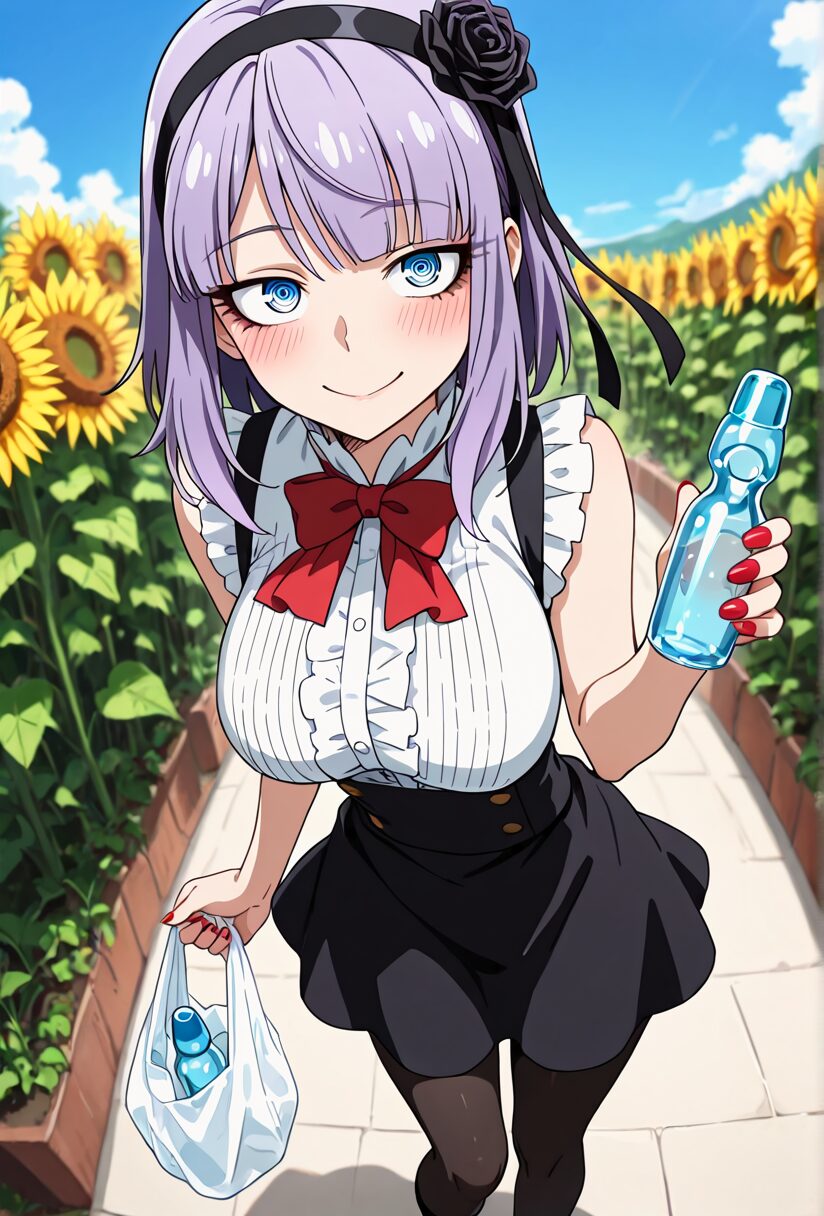 だがしかしのほたるがラムネを持っている
