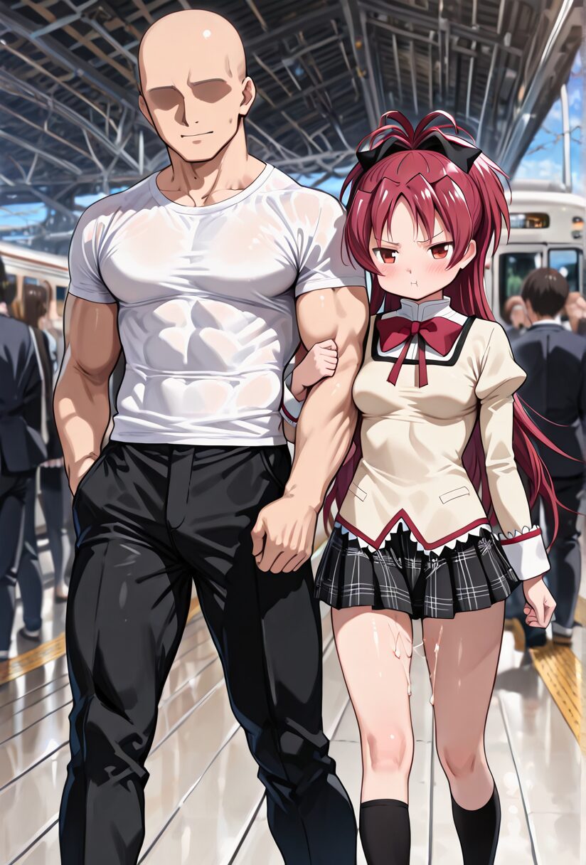 まどマギの佐倉杏子の痴漢エロ画像集 彼氏と腕を組んで歩いている