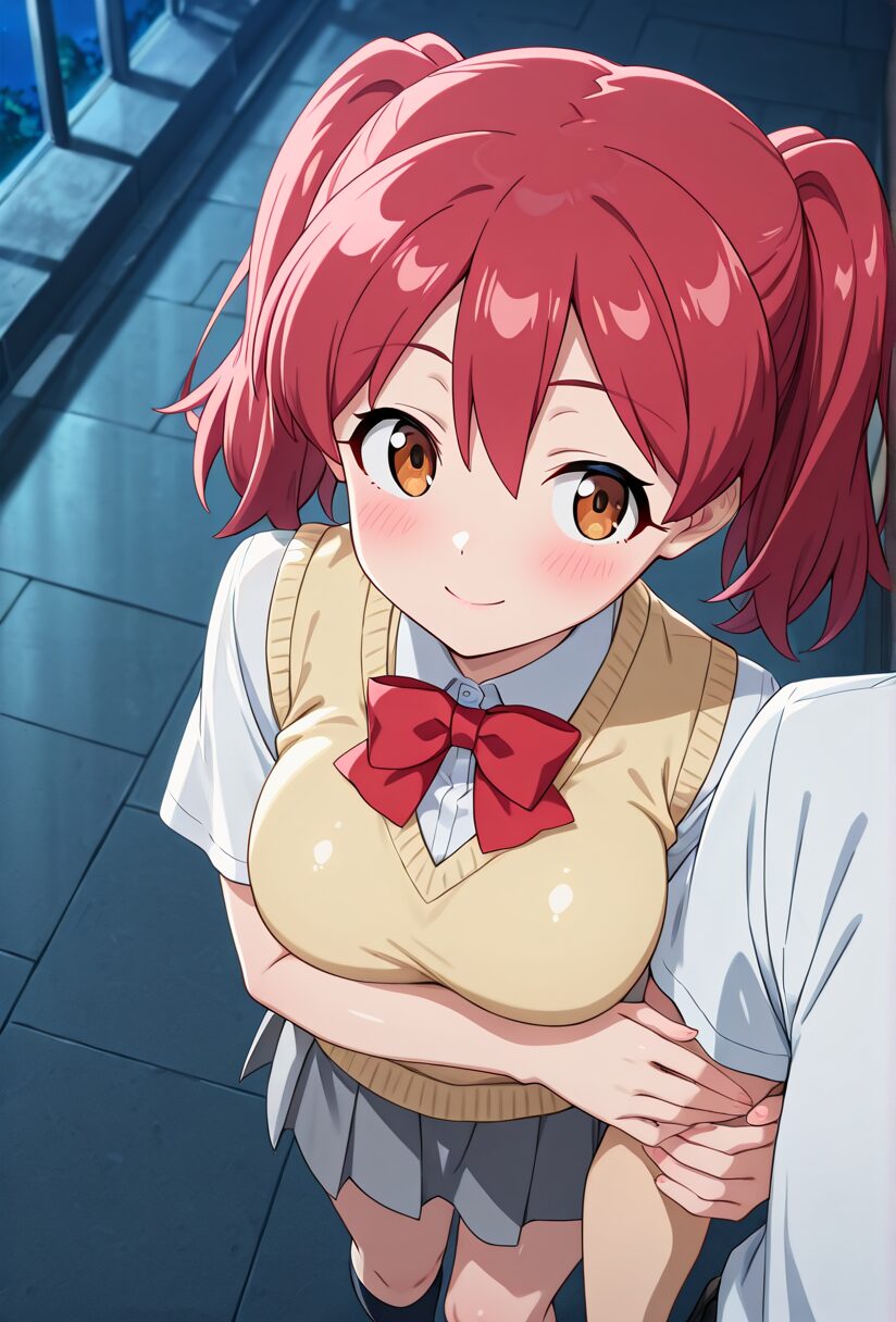ケロロ軍曹の夏美が男性を腕を組んでいる