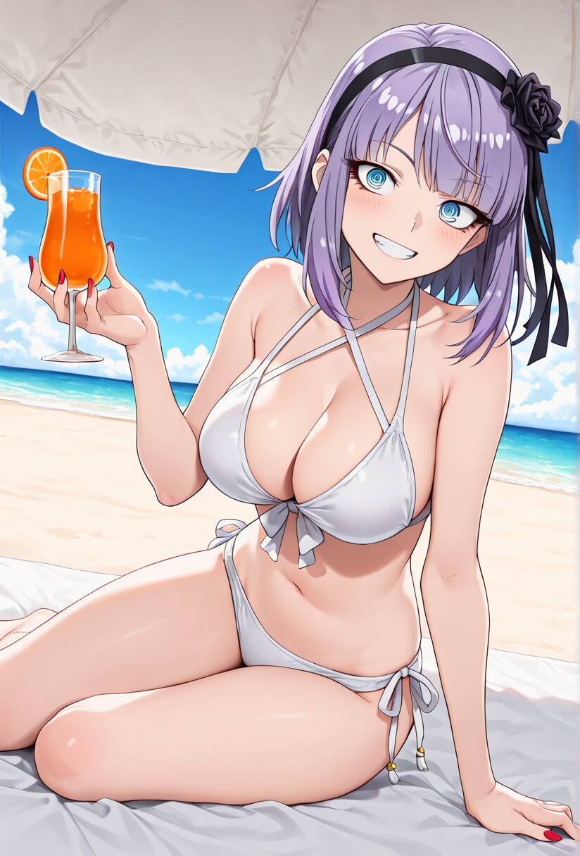 だがしかしのほたるがビキニ姿でビーチ