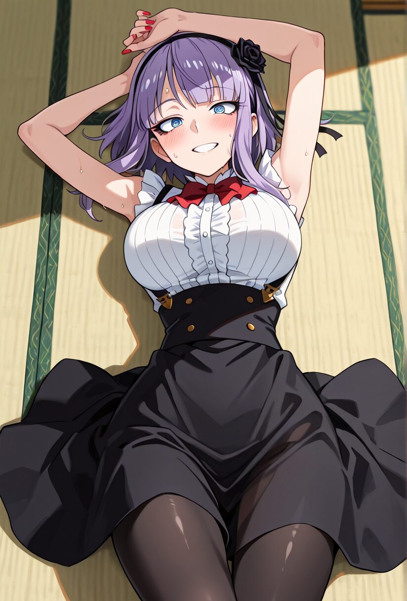 だがしかしのほたるが寝転んでいる