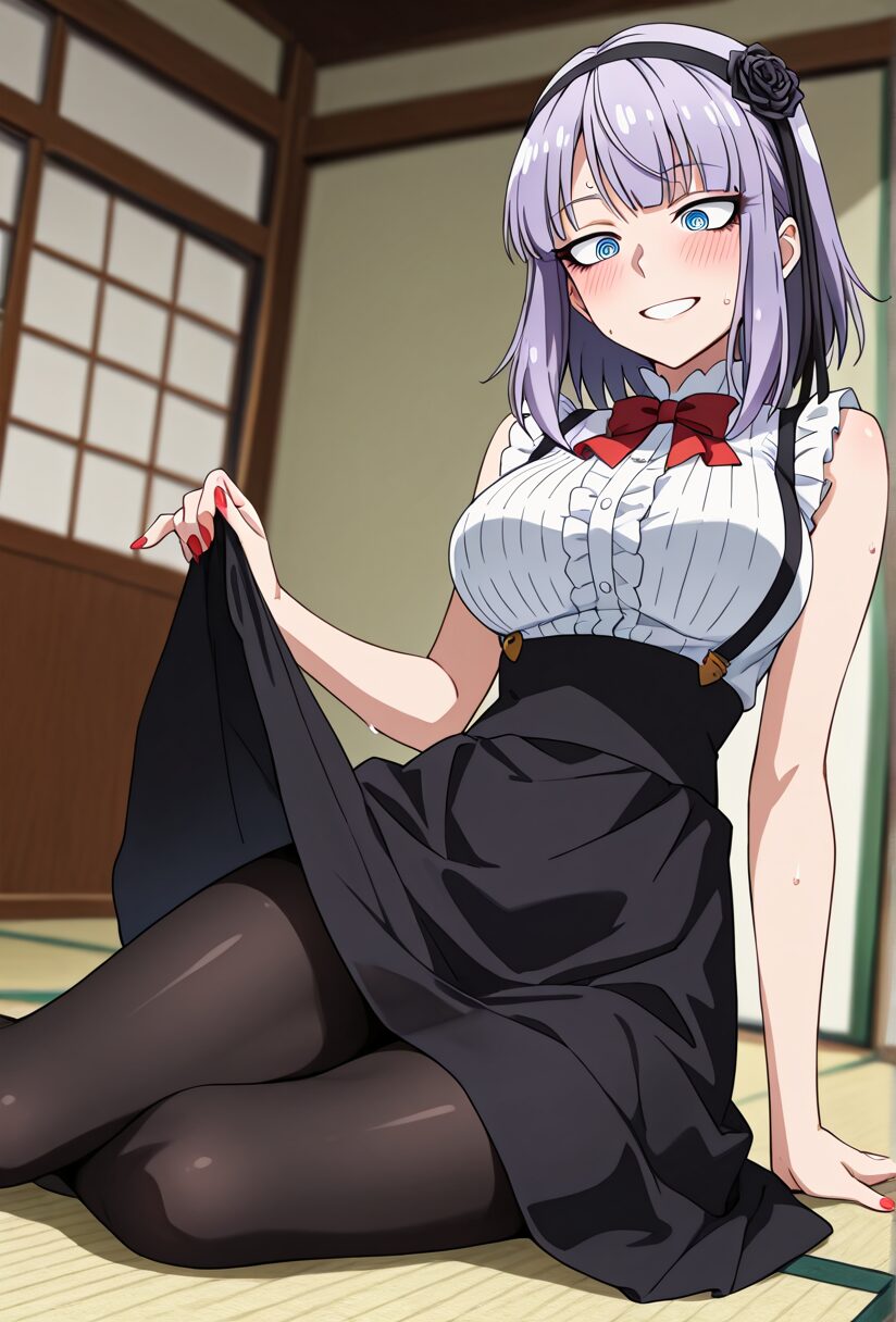 だがしかしのほたるがスカートをめくっている