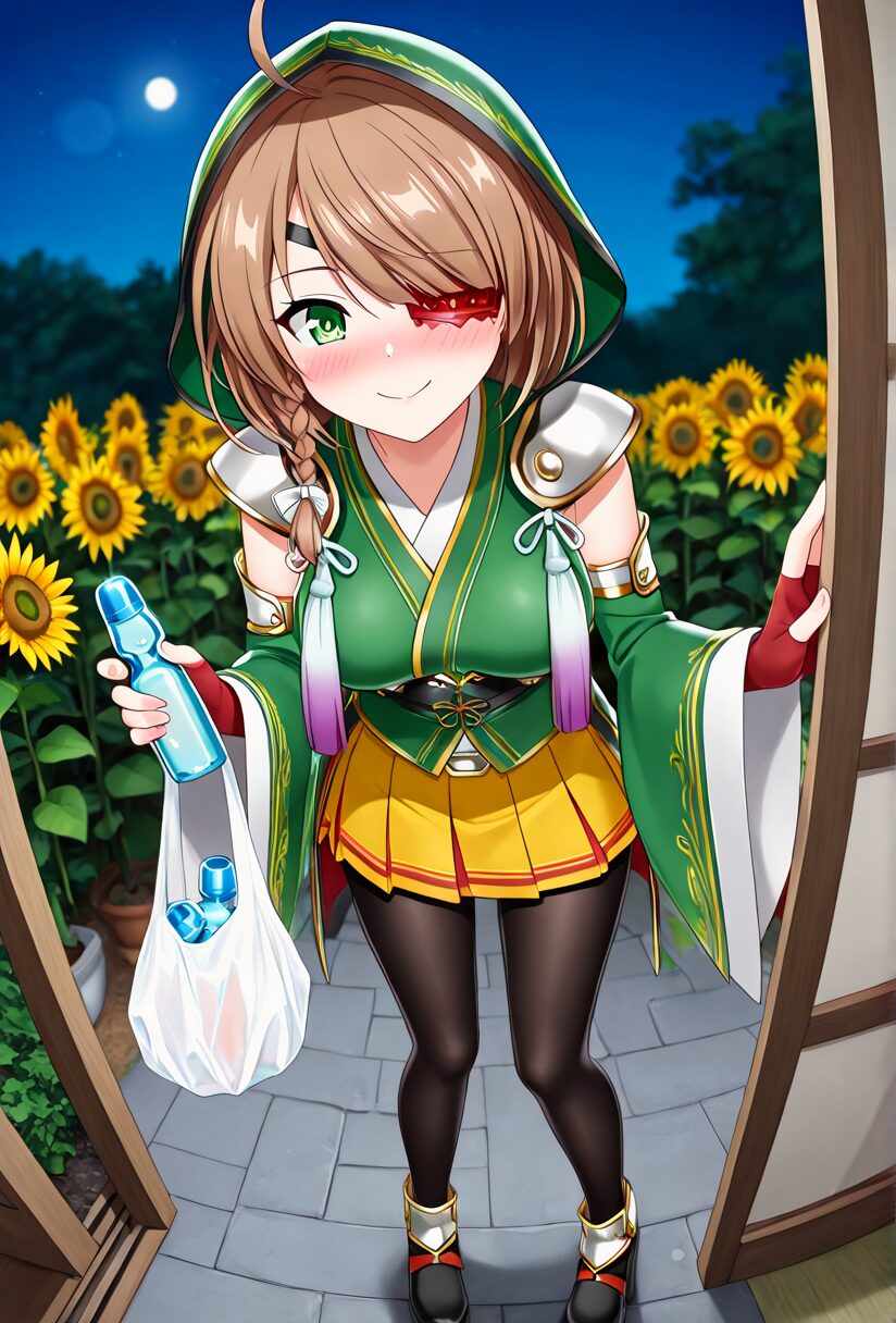 戦国乙女の山本カンスケがラムネを持っている
