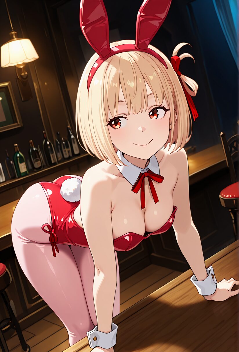 リコリスリコイルの千束バニーガールコスプレエロ画像。
