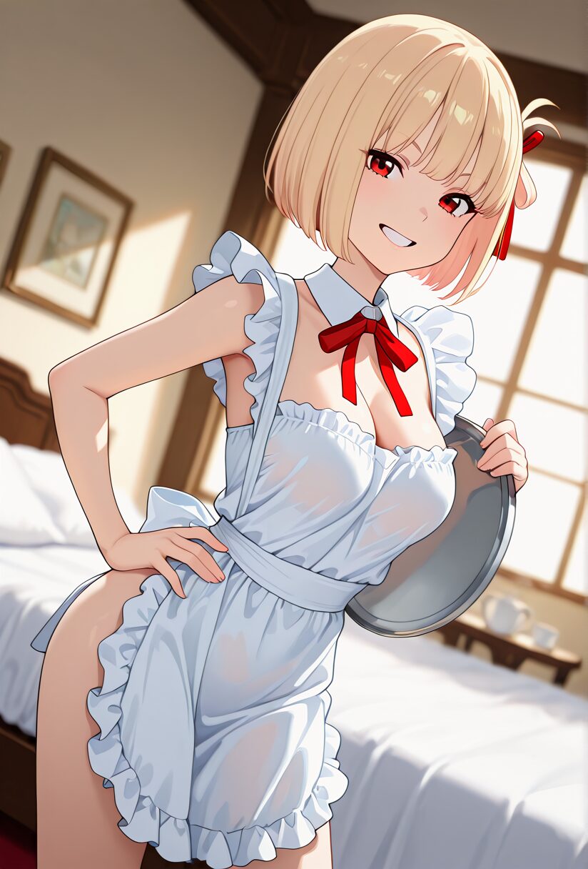 リコリスリコイルの千束エロ画像。メイドコスプレ