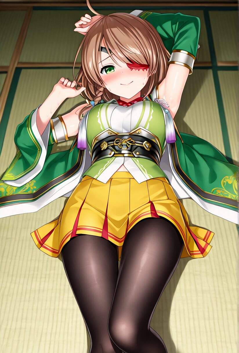 戦国乙女の山本カンスケが寝転んでいる
