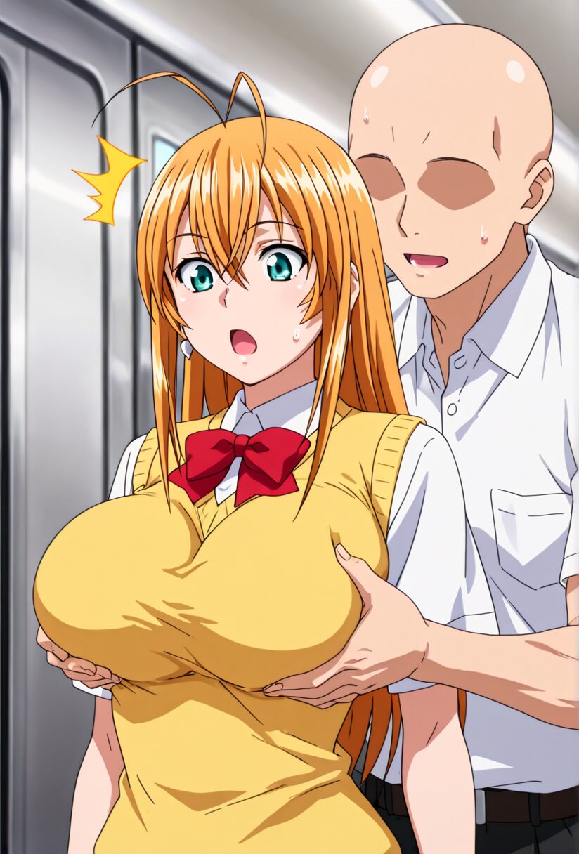 一騎当千の孫策の痴漢エロ画像集。後ろから胸をもまれる