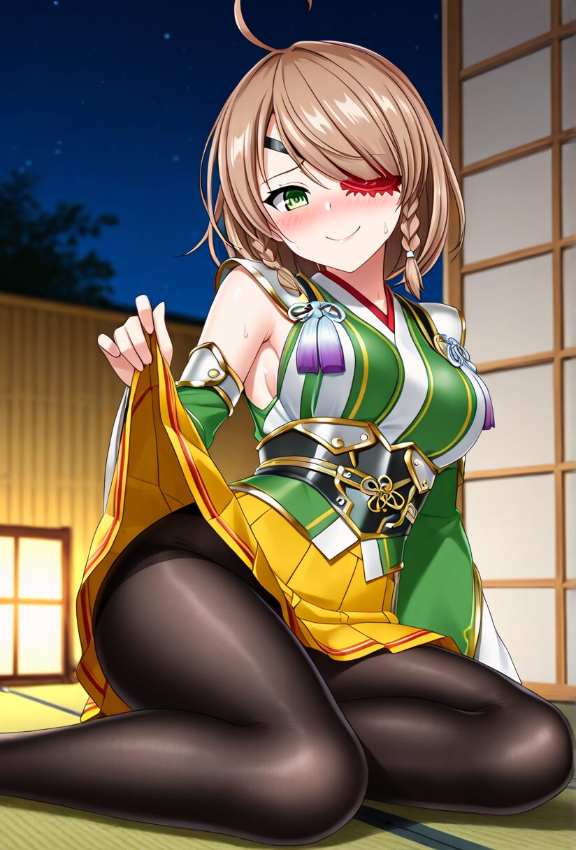 戦国乙女の山本カンスケがスカートをめくっている